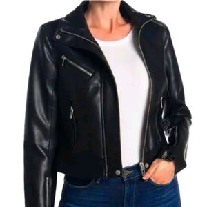 Faux Leather Full Zip Moto Jacket